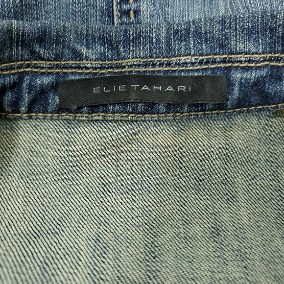 Elie Tahari Jean Jacket Denim Vintage Artsy Clasp - Picture 7 of 8